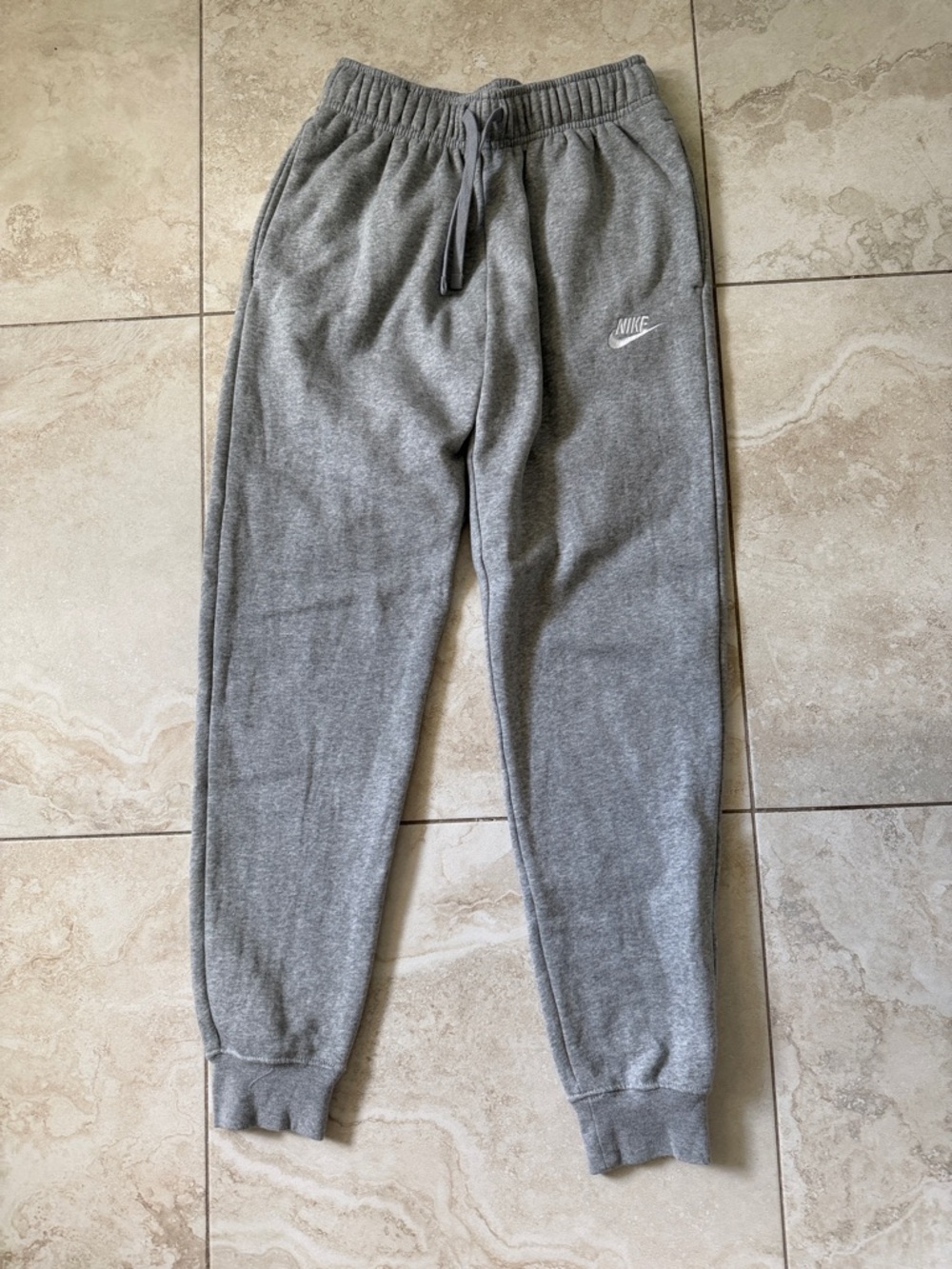 Nike Gray Women Fleece Joggers with Drawstring XS